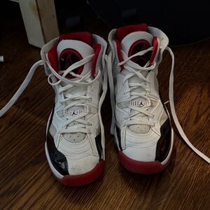 Air Jordan White and Red Basketball Shoes. Very good condition.